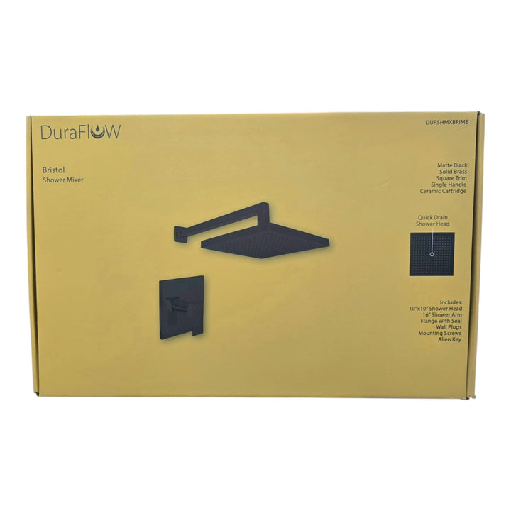 DURAFLOW Shower Mixer Bristol Matte Black Square Trim Durshmxbrimb