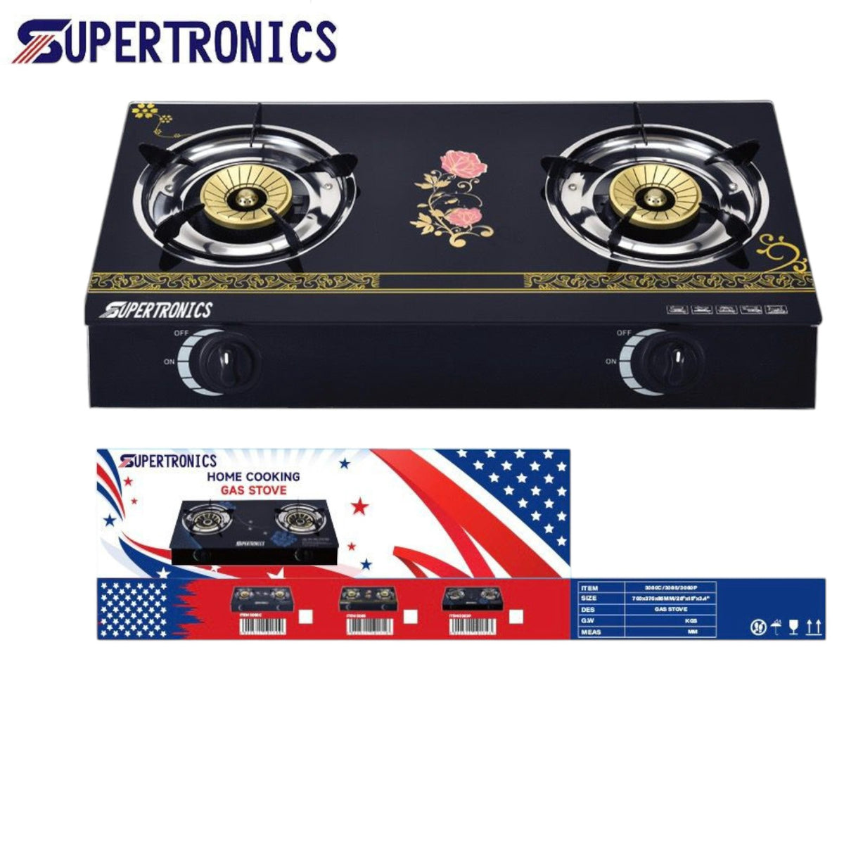 SUPERTRONICS Stove 2 Burner 3085 Glass Top Table Model