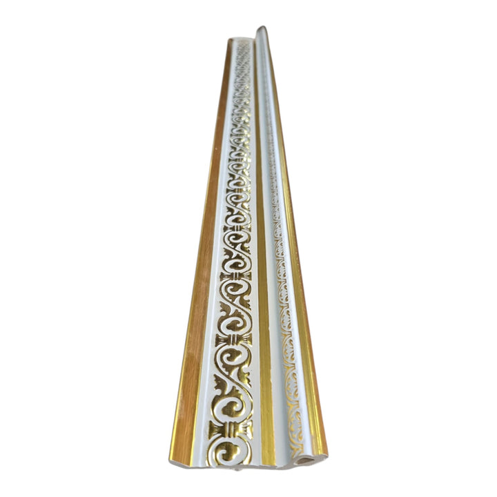 Moulding Crown PVC White & Gold 850B-706 9 Ft 10" X 3.5"WIDTH