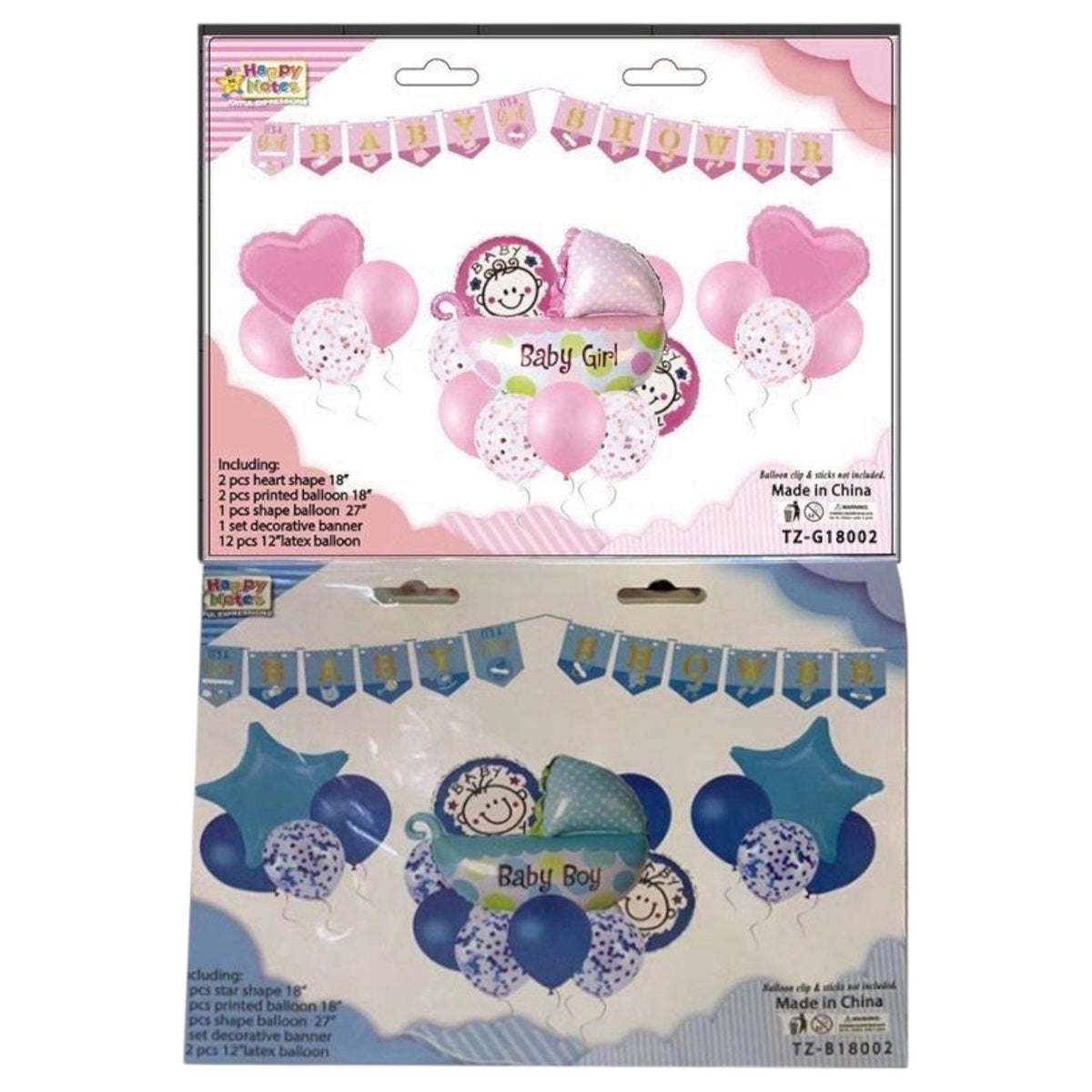 Party Balloons 18PCS Pack It's A Girl It's A Boy TZ-G18002