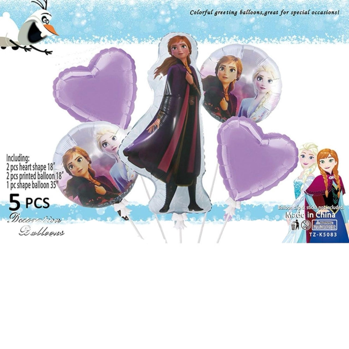 Party Balloons Foil Type 5PCS Pack Frozen T2-K5083
