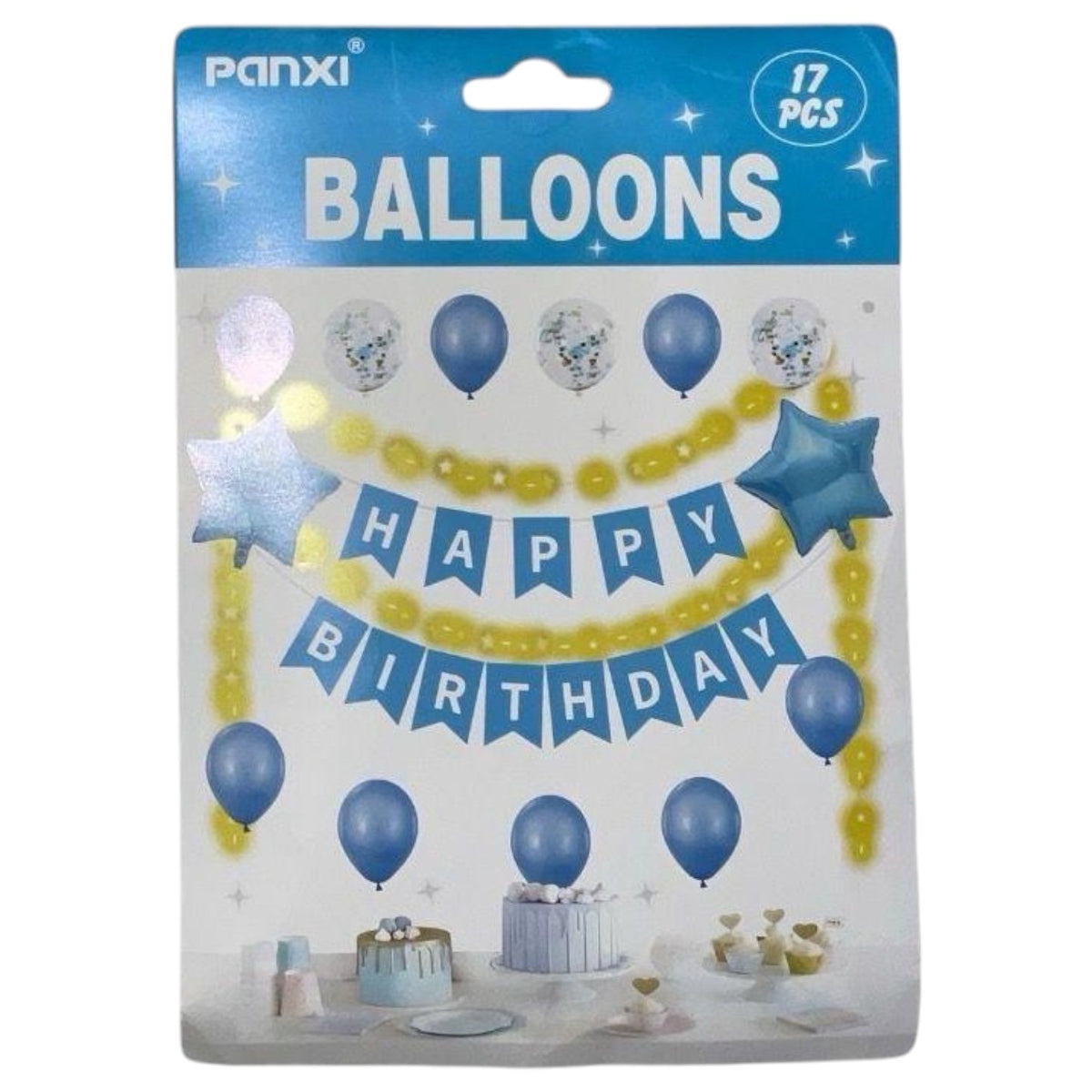 Party Balloons 17PCS Pack Happy Birthday Blue QQTZ-3523/Y46