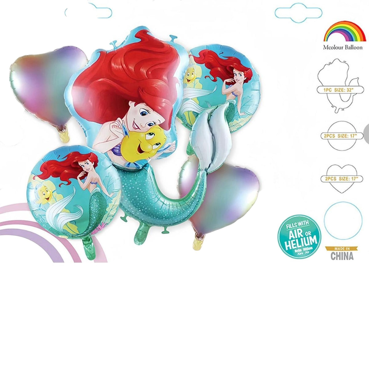 Party Balloons Foil Type 5PCS Pack Ariel T-179