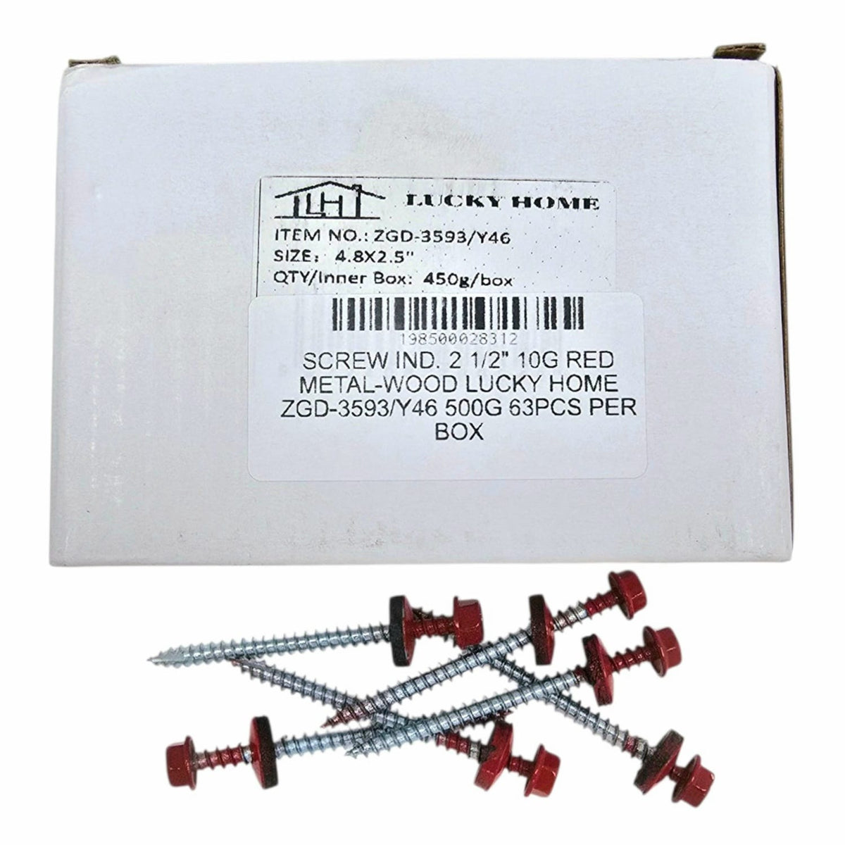 LUCKY HOME Screw Ind. 2 1/2" 10G Red METAL-WOOD ZGD-3593/Y46 500G 63PCS Per Box