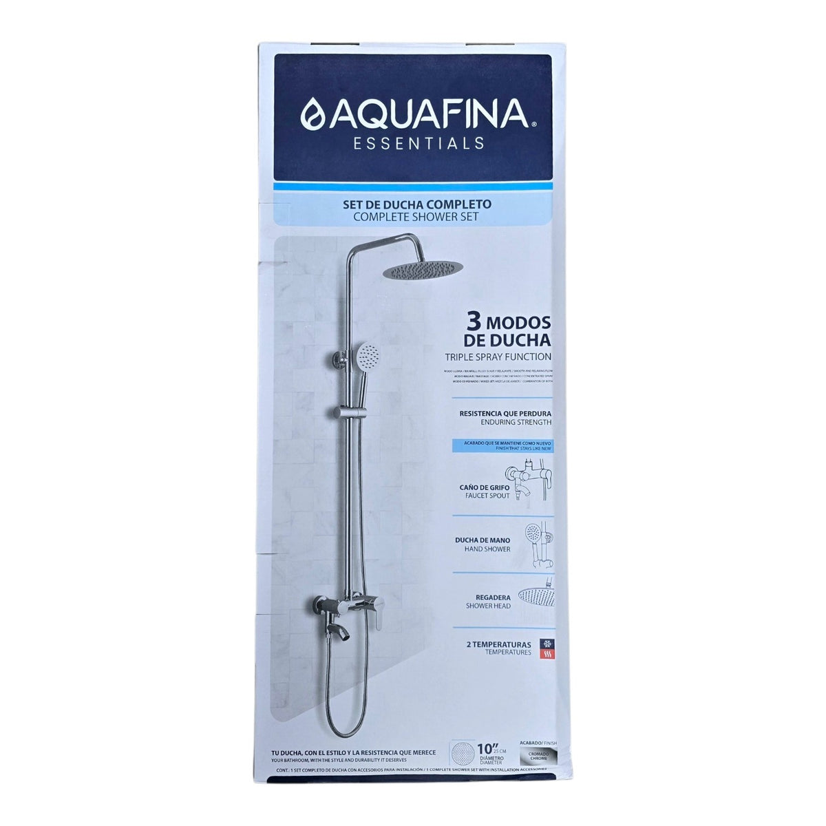 AQUAFINA BLUE Shower System Aquafina Wall Mount 10" Round Chrome A-CSSR89-A