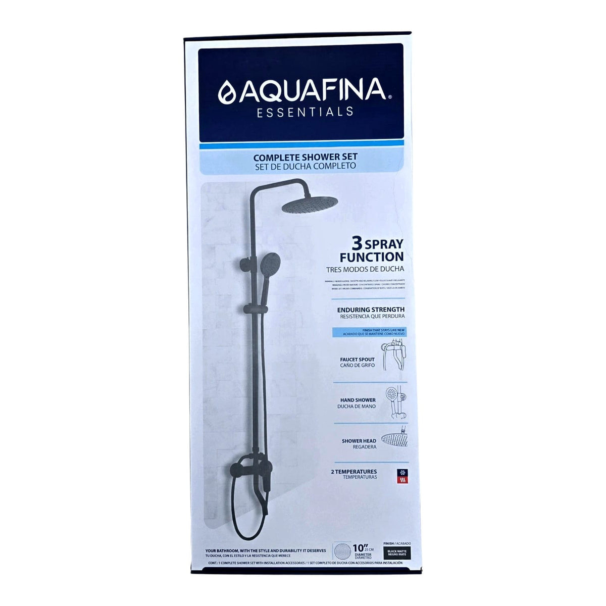 AQUAFINA BLUE Shower System Aquafina Wall Mount 10" Round Black Matt A-CSSR89-B