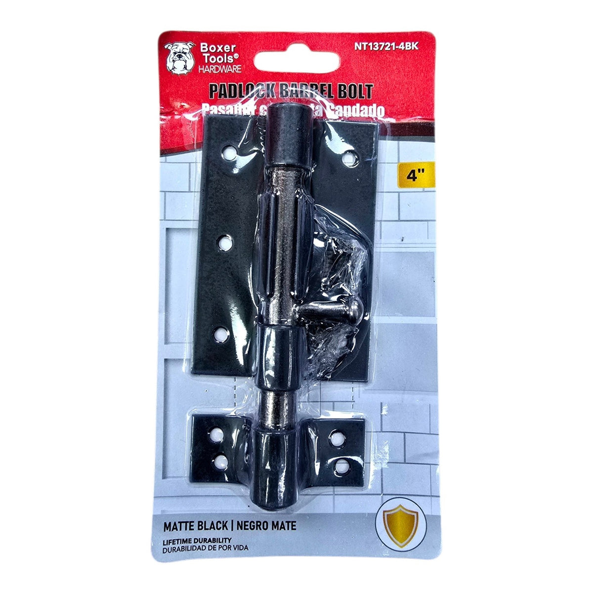 BOXER Tower Bolt 4" Black #NT13721-4BK