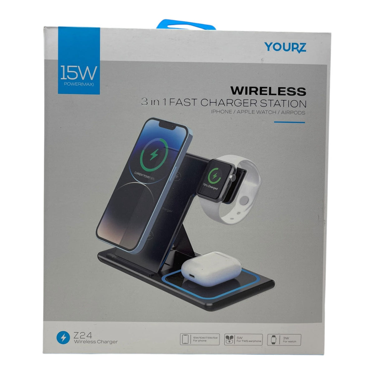 Wireless 3 IN 1 Fast Charging Station Z24 15W Yourz