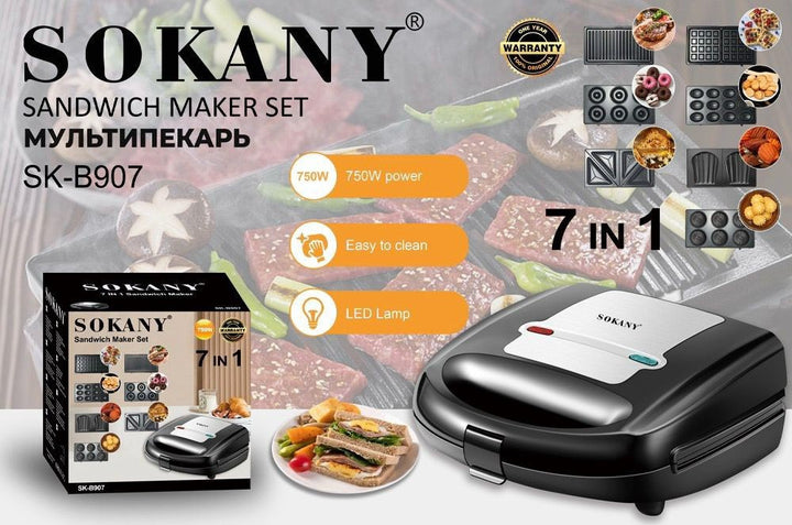 SOKANY Sandwich Maker SK-B907 7IN1