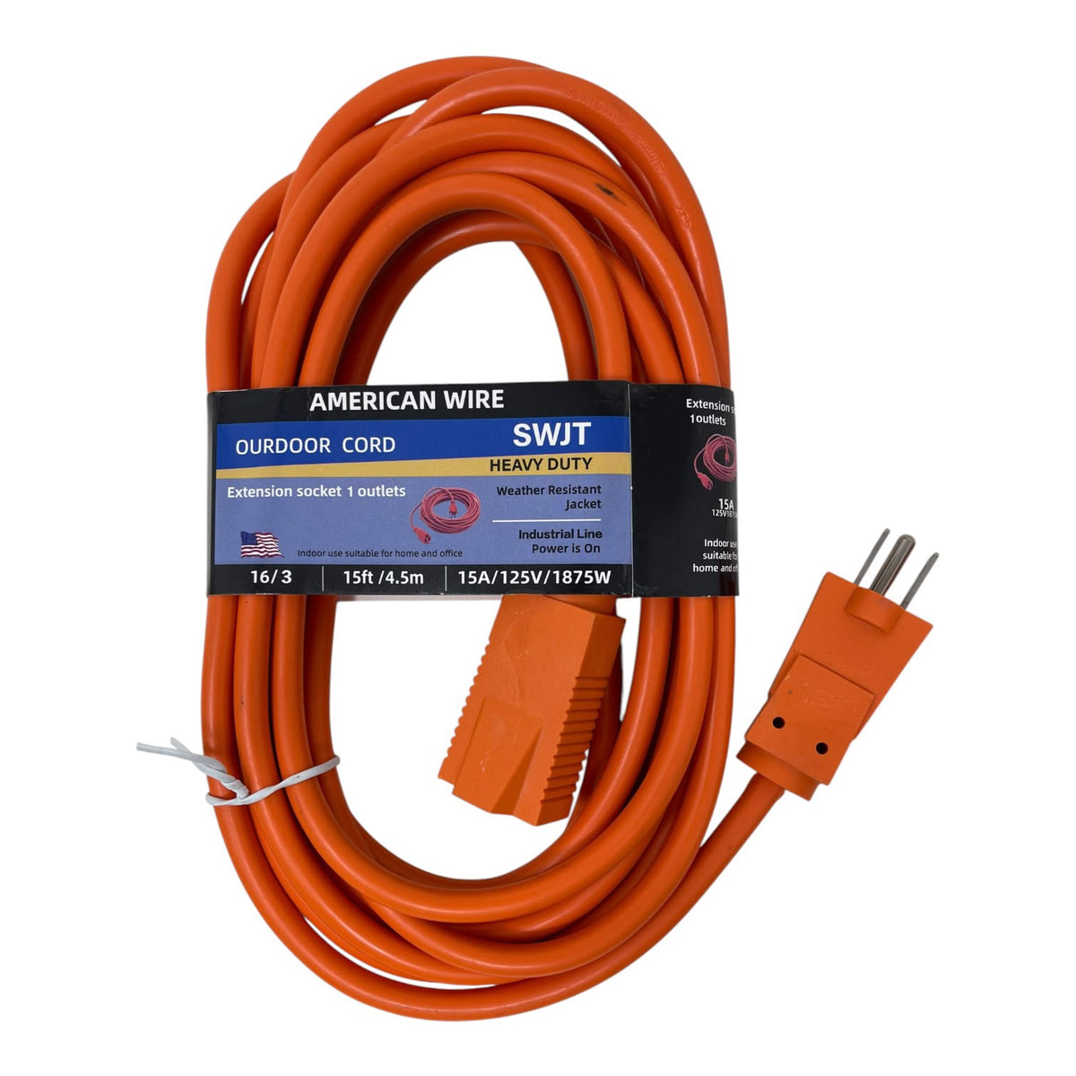 Extension Cord Outdoor Orange LM-US-E06-15FT
