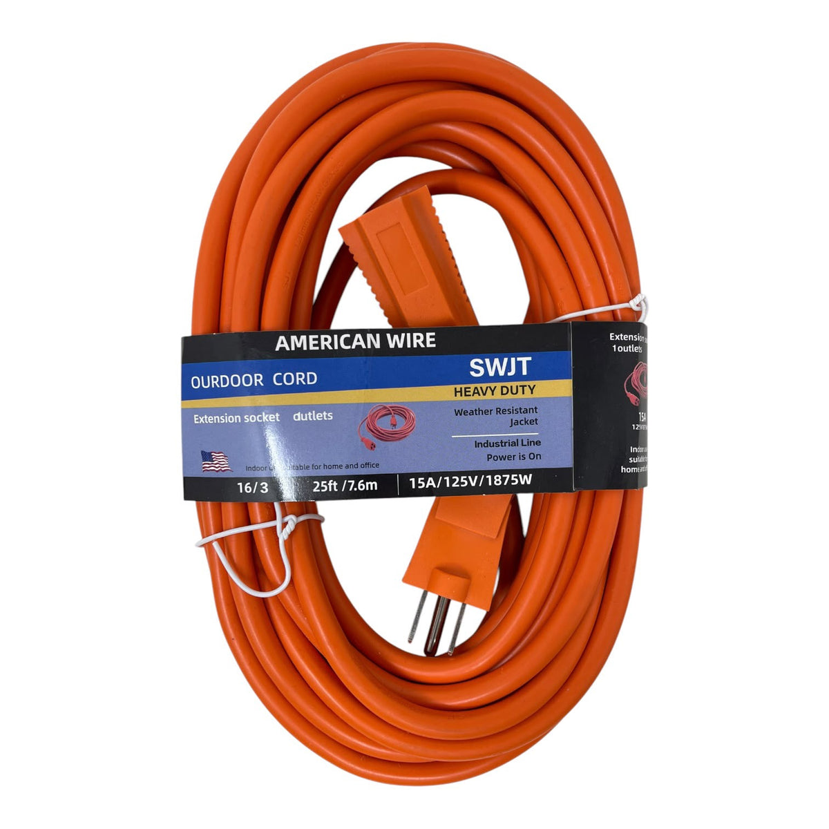 Extension Cord Outdoor Orange LM-US-E06-25FT