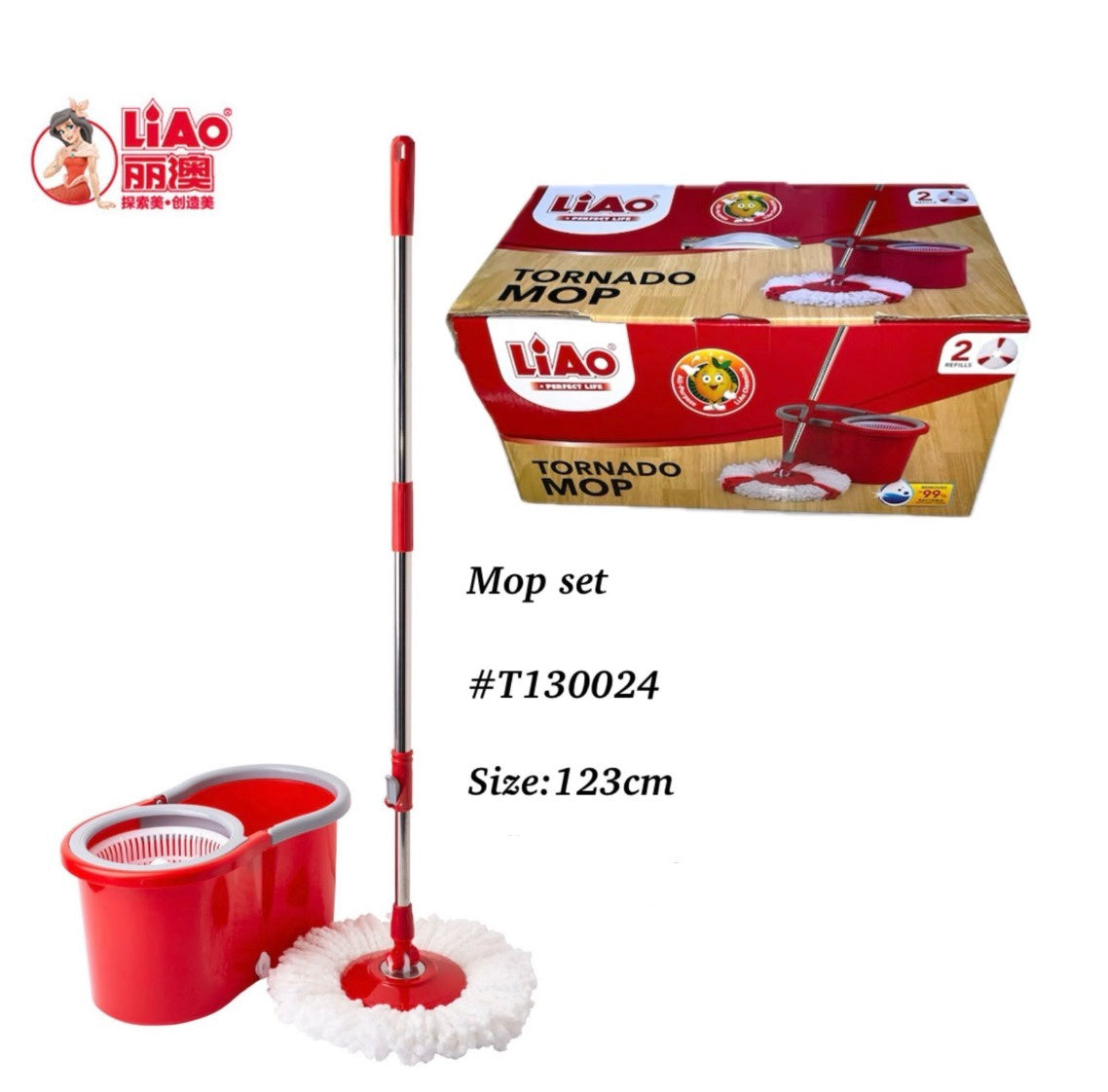 LIAO Mop Bucket Set with Spin Tornado Mop T130024