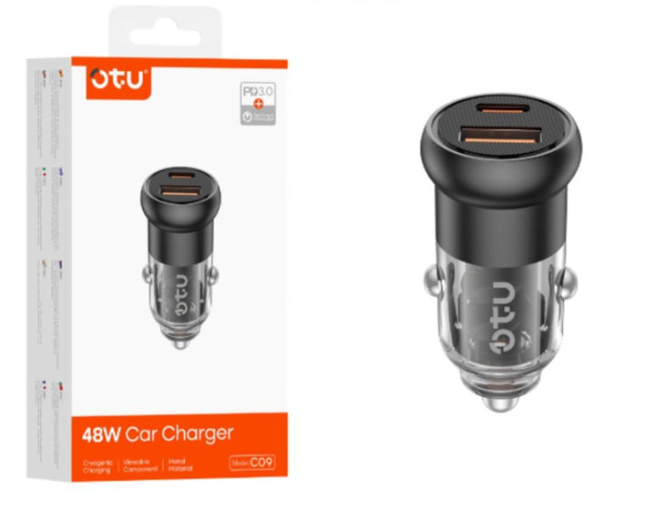 OTU Charger Car C09 Fast Charging Car Charger 2USB 48W TYPE-C + USB Pd QC3.0