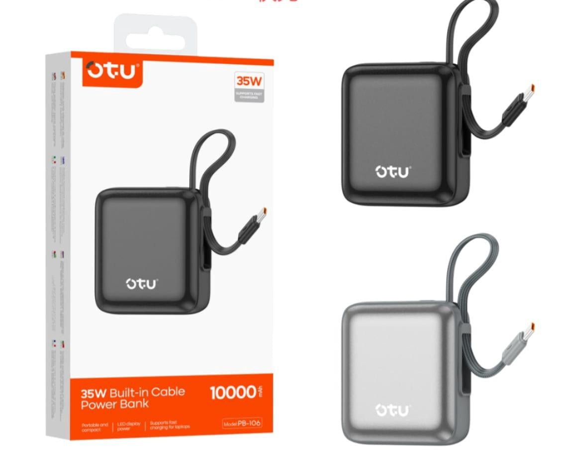 OTU Power Bank PB-106 10, 000MAH 35W BUILT-IN Cable TYPE-C