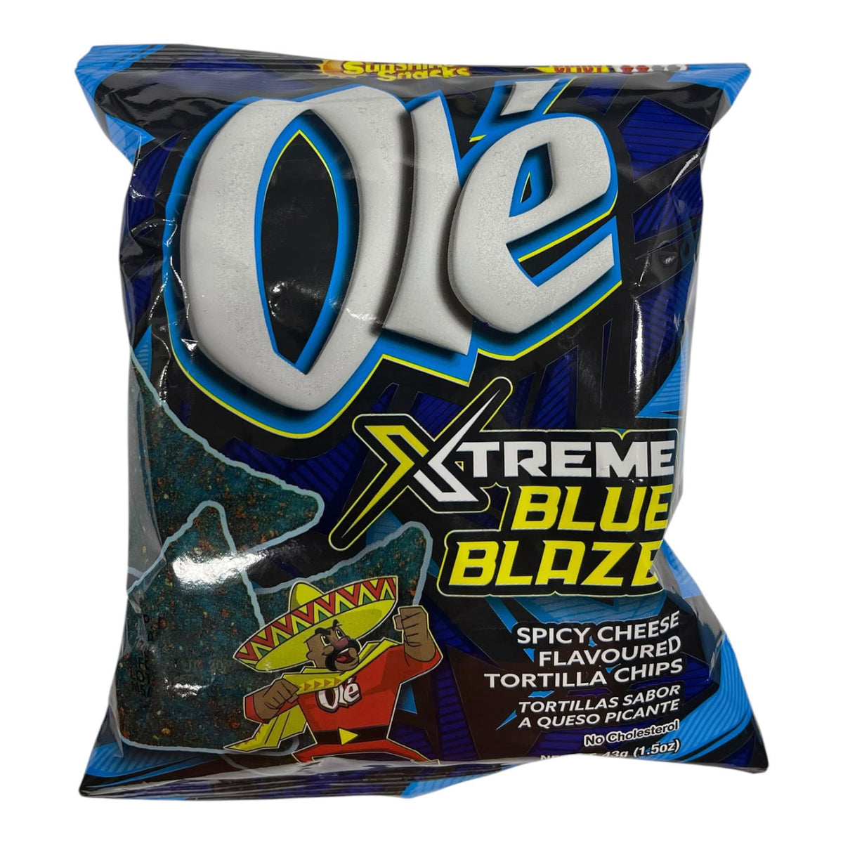 SUNSHINE SNACKS Ole Xtreme Blue Blaze Spicy Cheese Flavoured Tortilla Chips 43G 1.5OZ