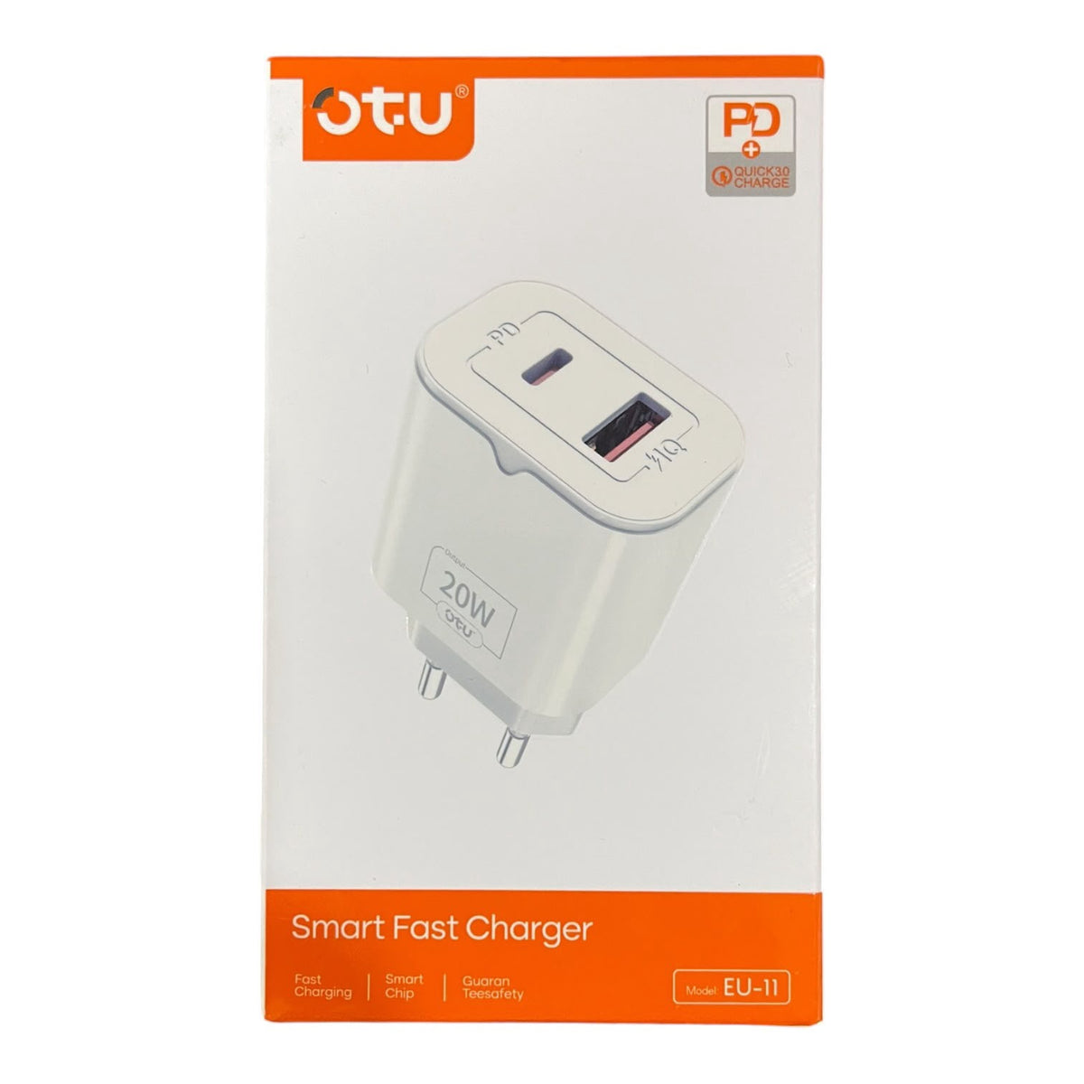 OTU Charger Adapter USB EU-11 20W Pd Smart Fast Round Plug Euro Travel 110V-240V