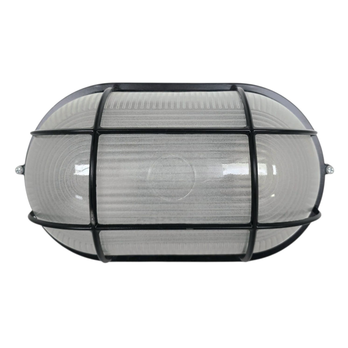 KEV Weatherproof Oval Bulkhead with Grill 10.5" Black
