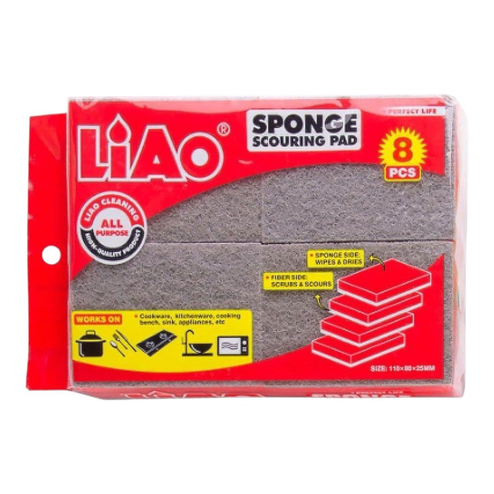 LIAO Scourer Pad Sponge Grey 8PCS H130026