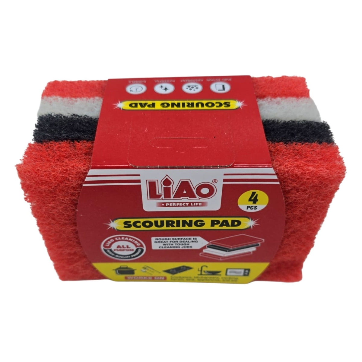 LIAO Scourer Pad Assorted Color 4PCS H130036
