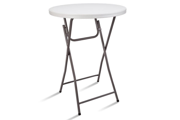 HOMESTAR Table Folding Plastic White Cocktail HS-X81 2.6FT Straight Round 31.5" X 43.5"