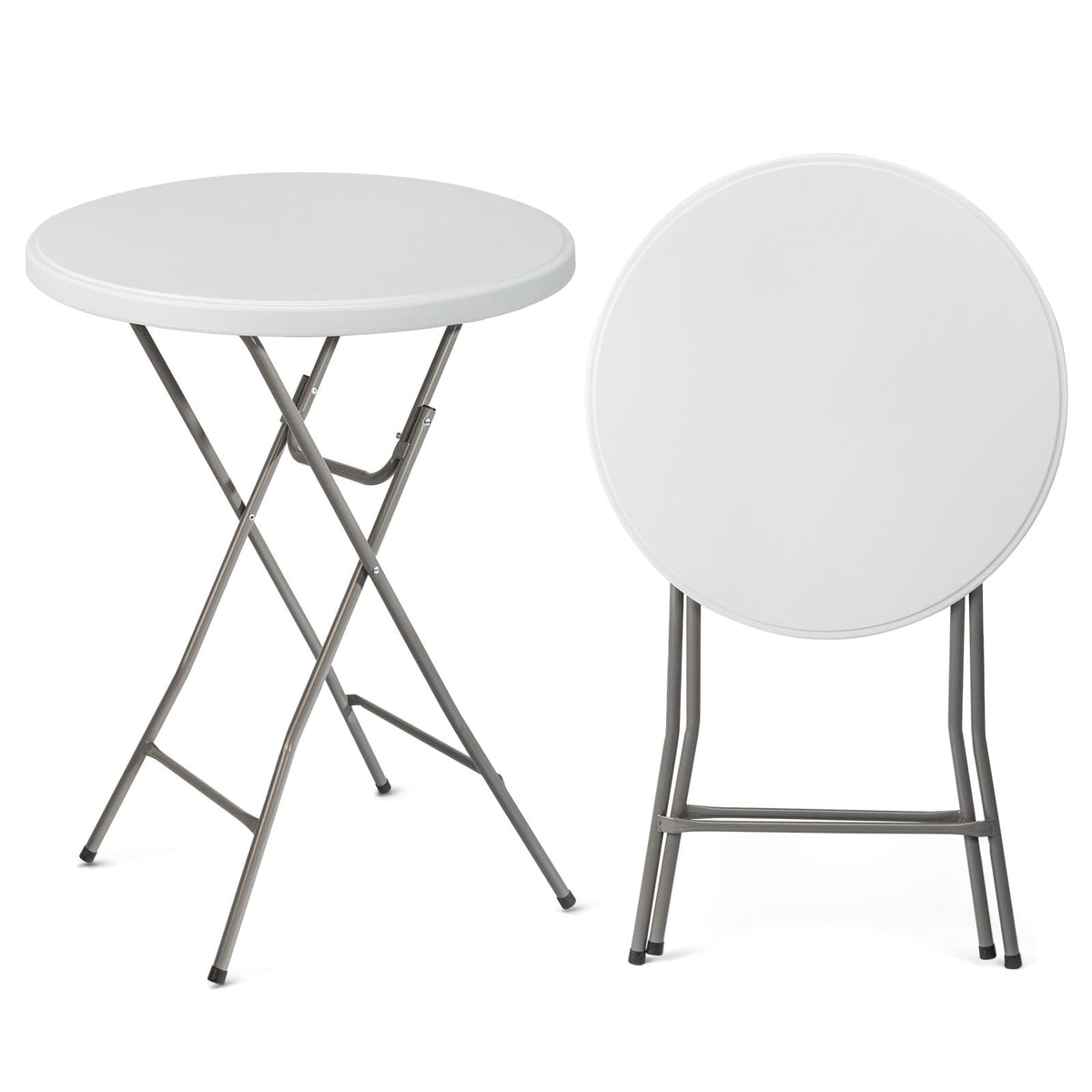 HOMESTAR Table Folding Plastic White Cocktail HS-X81 2.6FT Straight Round 31.5" X 43.5"