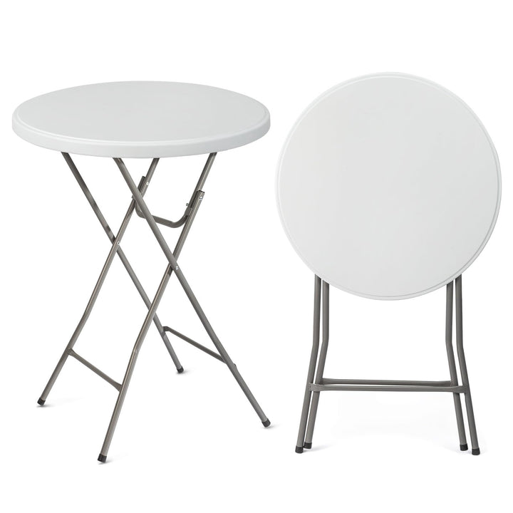 HOMESTAR Table Folding Plastic White Cocktail HS-X81 2.6FT Straight Round 31.5" X 43.5"
