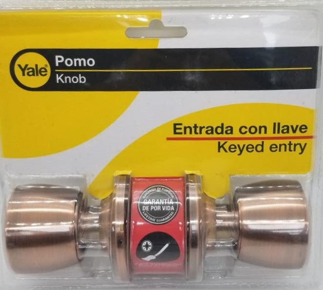 YALE Lock Entry Knob Antique Copper York 1507 Us 11VIS