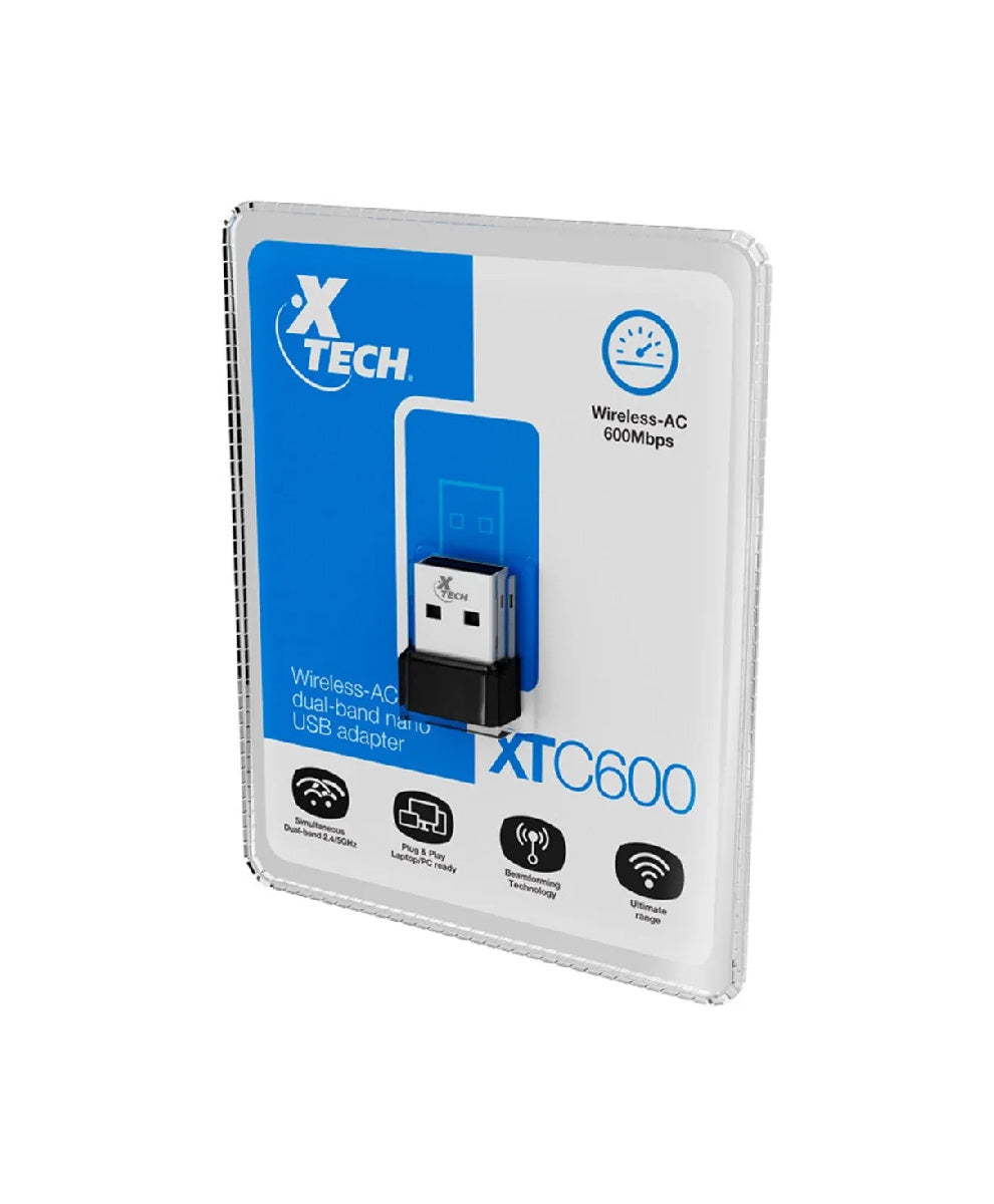 XTECH Computer Adapter USB WIFI AC Dual Band Nano XTC-600