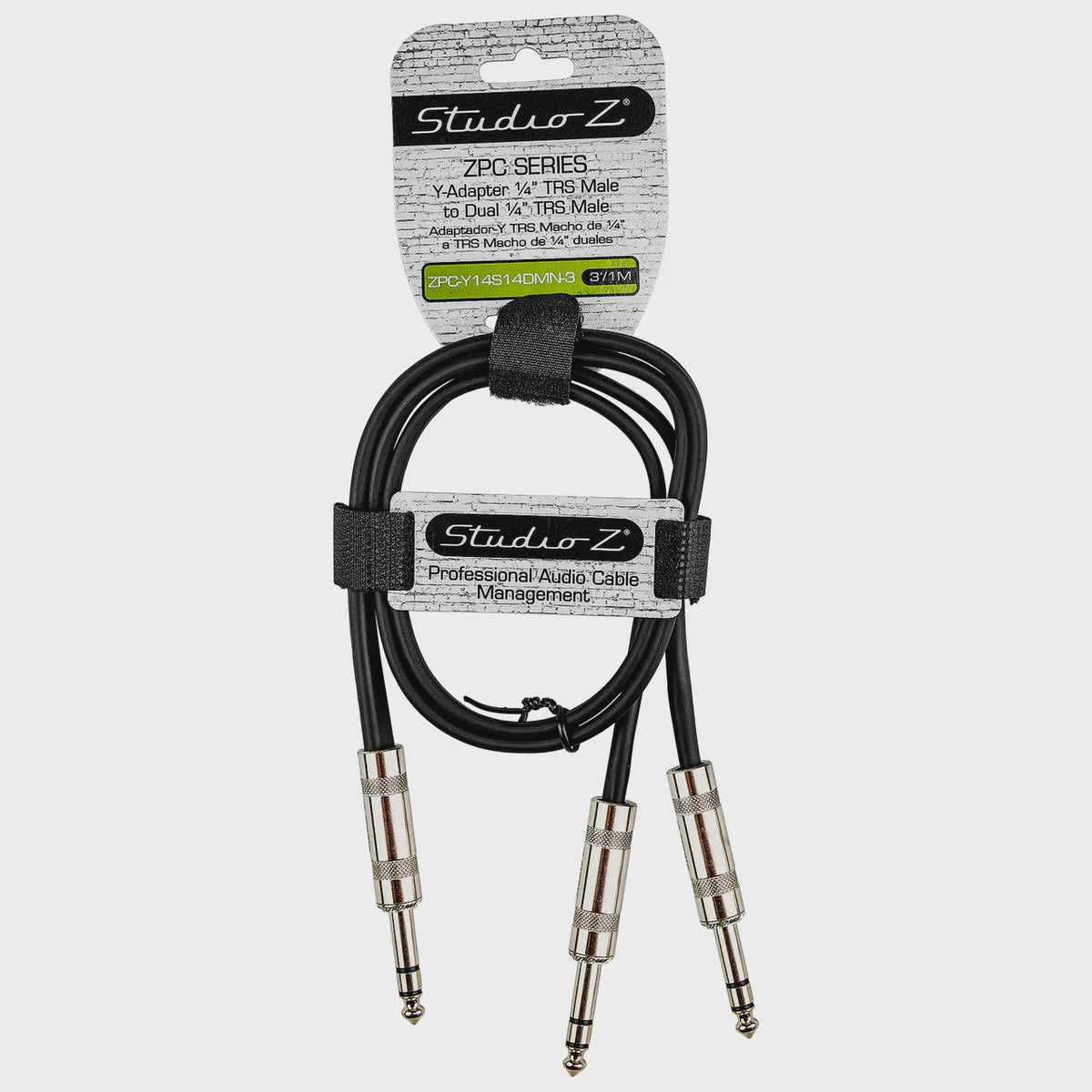STUDIO Z Lead 1 1/4 Male Stereo to 2 1/4 Male Stereo Trs 3' ZPC-Y14S14DMN-3 Y-TYPE