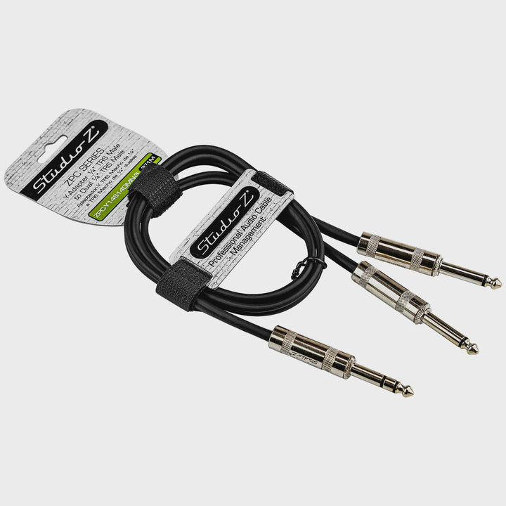 STUDIO Z Lead 1 1/4 Male Stereo to 2 1/4 Male Stereo Trs 3' ZPC-Y14S14DMN-3 Y-TYPE