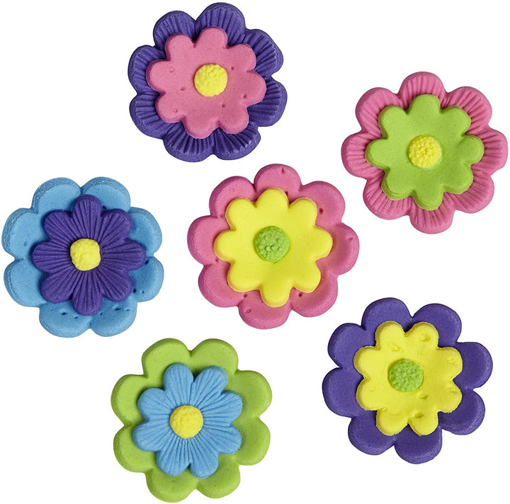 WILTON Baking Icing Decorations Flower Double Stacked Multicolored 12PCS Pack .76OZ 21G 710-1494