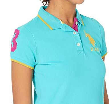 US POLO ASSN. Women Shirt Polo Us Polo Turquoise, Yellow Logo