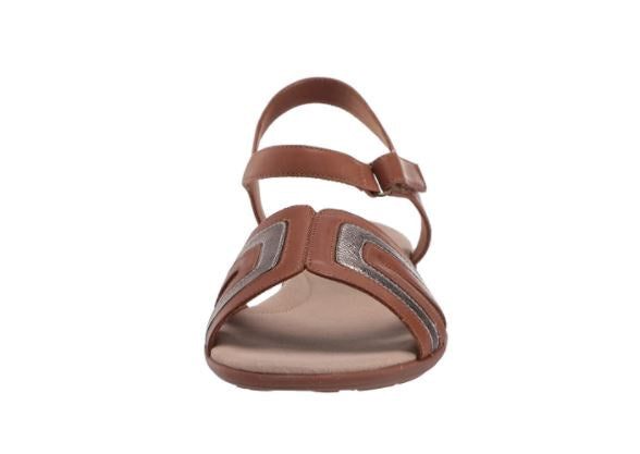 CLARKS Footwear Women's Ada Mist Sandal TAN/METALLIC Leather Combi
