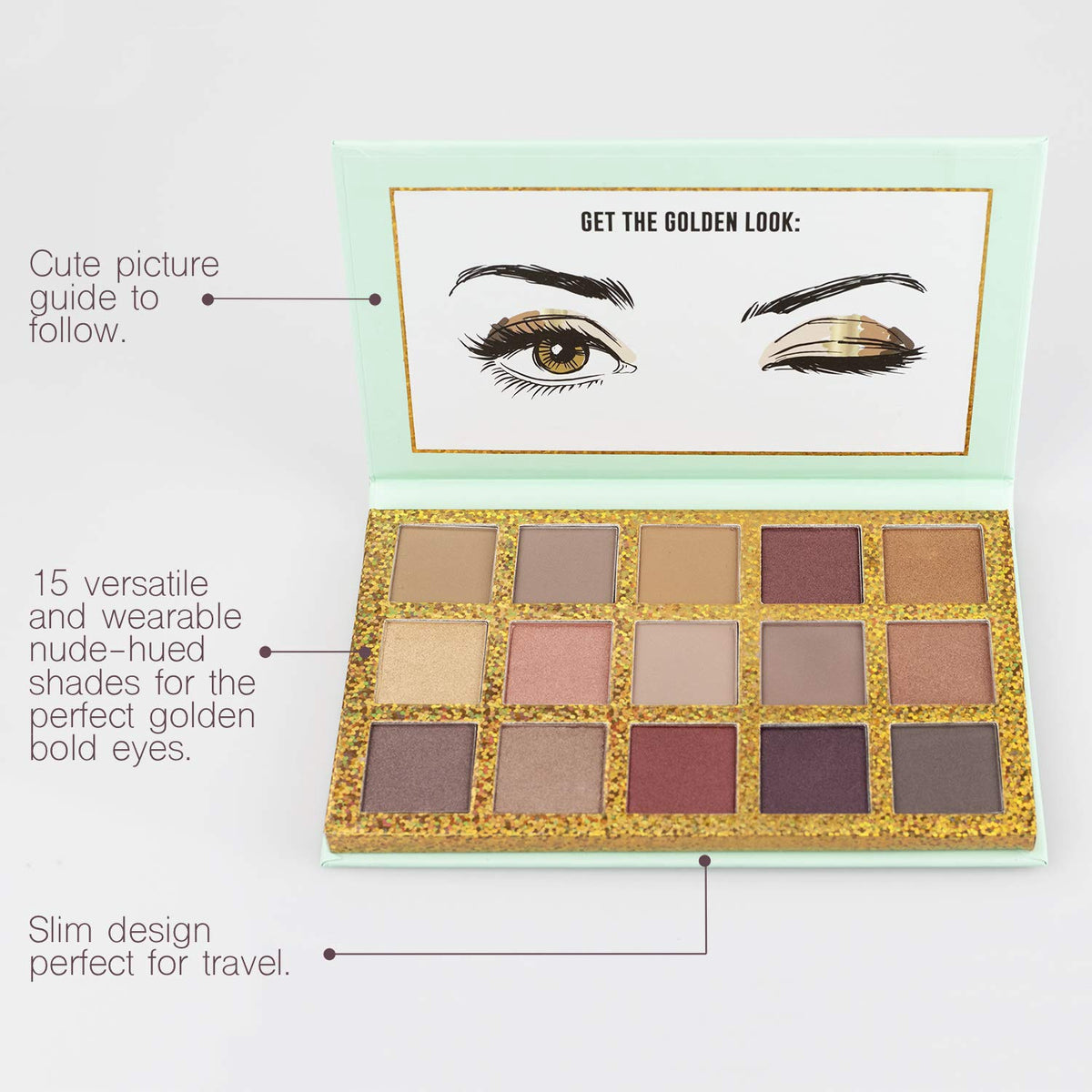 NICOLE MILLER Makeup Gold Digger Eye Shadow Palette 15 Gold Inspired Matte and Shimmery Eyeshadow Shades