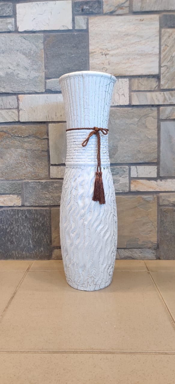 Vase 24" EQ131 White with Brown Rope