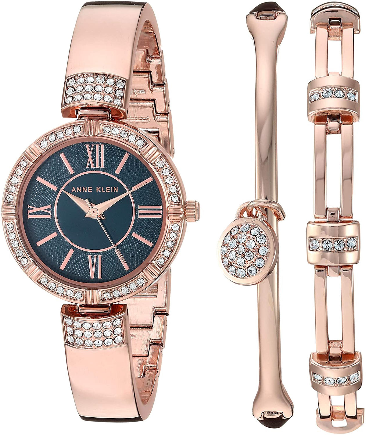 ANNE KLEIN Watch Set Women AK/3294NRST Swarovski Crystal Accented Watch and Bracelet Set
