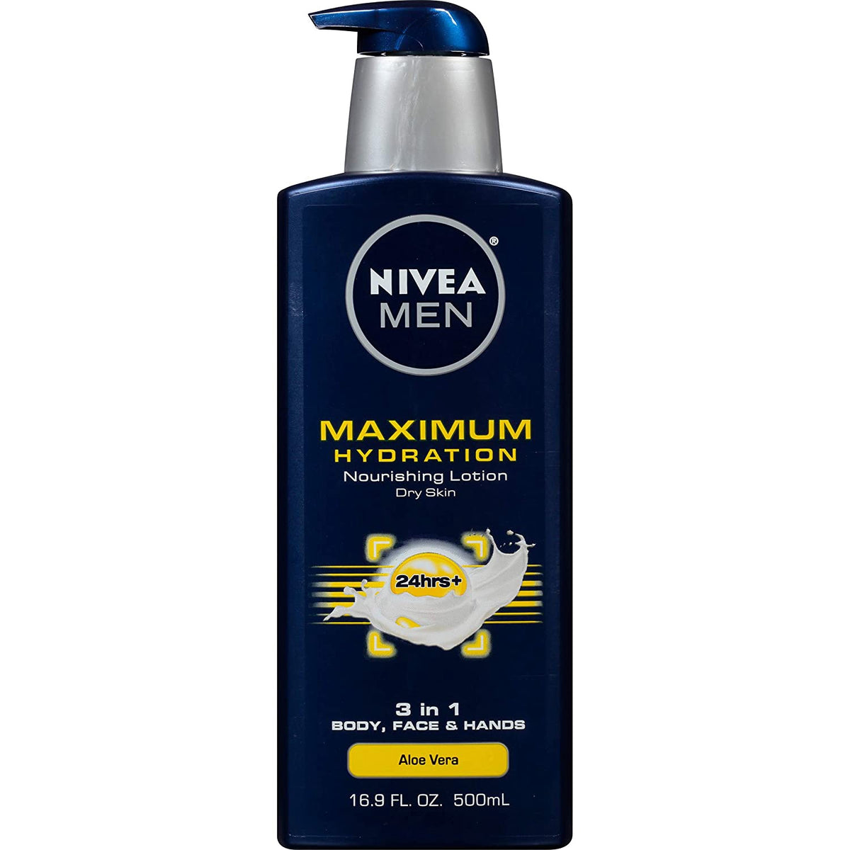 NIVEA Lotion Set Men Maximum Hydration Essential Pack Body Wash and Shower Loofah Included - Two 16.9 Fl OZ Bottles