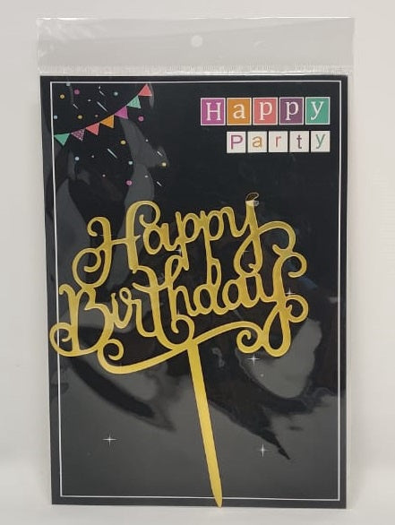 Party Cake Topper Happy Birthday Gold TB260