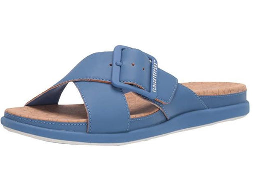 CLARKS Footwear Women's Step June Shell Sandal Blue Synthetic