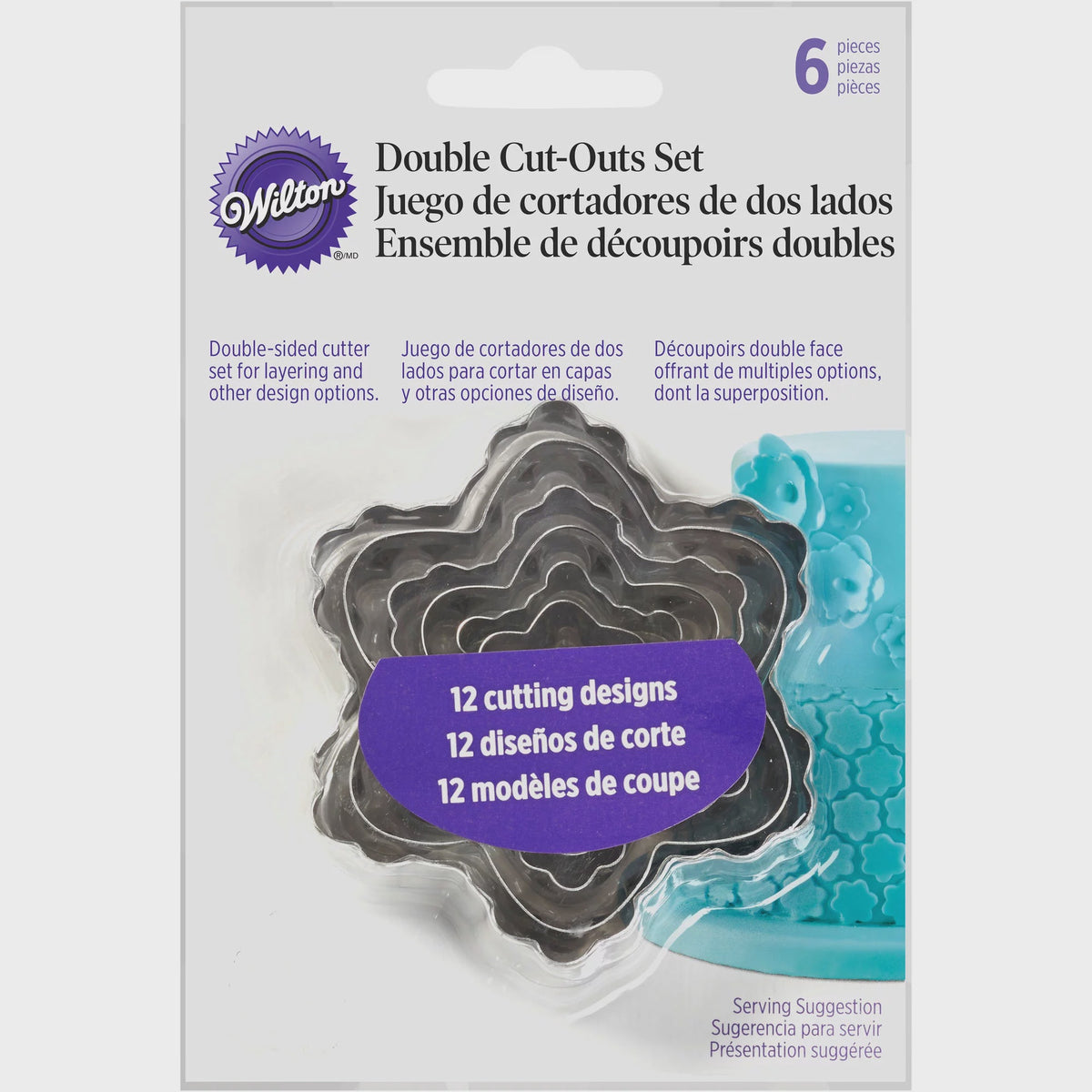 WILTON Baking Cookie Cutter Double CUT-OUTS 6PCS Set Flower 417-2586