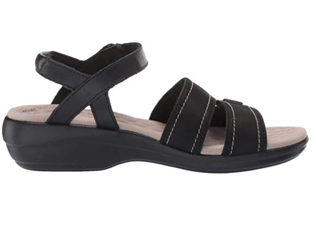 CLARKS Footwear Women's Alexis Shine Sandal Black LEATHER/NUBUCK Combi