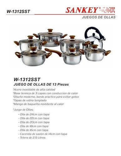 SANKEY Pot Set 13PCS W-1312SST S/T W/GLASS Co