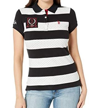 US POLO ASSN. Women Shirt Polo Us Polo Stripe & Dots Black, White