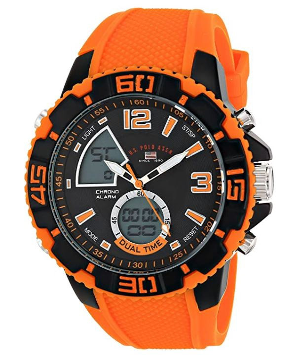 US POLO ASSN. Watch U.s. Polo Assn. Sport Men's US9483 Sport with Orange Silicone Band