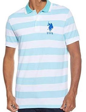 US POLO ASSN. Men Shirt Polo Us Polo Aqua Stripe Slim Fit