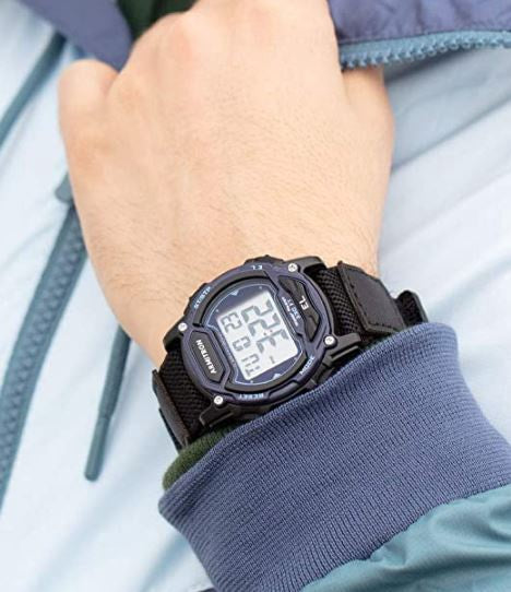 ARMITRON Watch Men Sport 7004BLU Blue Digital Chronograph Black Nylon Strap