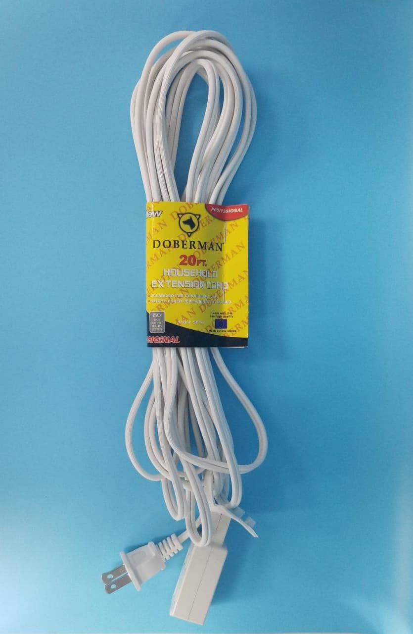 DOBERMAN Extension Cord Indoor 20FT White