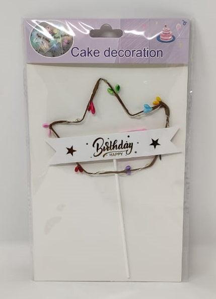 Party Cake Topper Happy Birthday with Crown ZH45