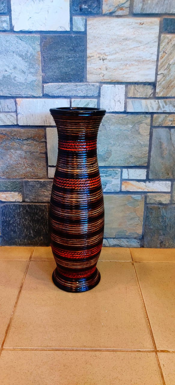 Vase 24" EQ122 Light and Dark Brown with Red