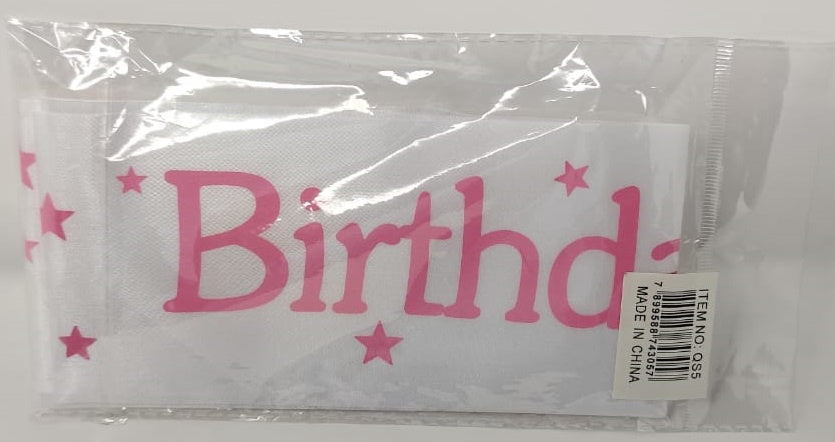 Party Sash Birthday Girl QS5 White